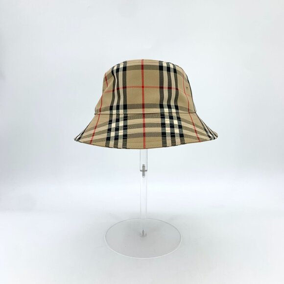 Burberry Classic Checkered Cotton Fishermans Hat Brown Casual Style Brim 6cm Cir - Picture 8 of 9